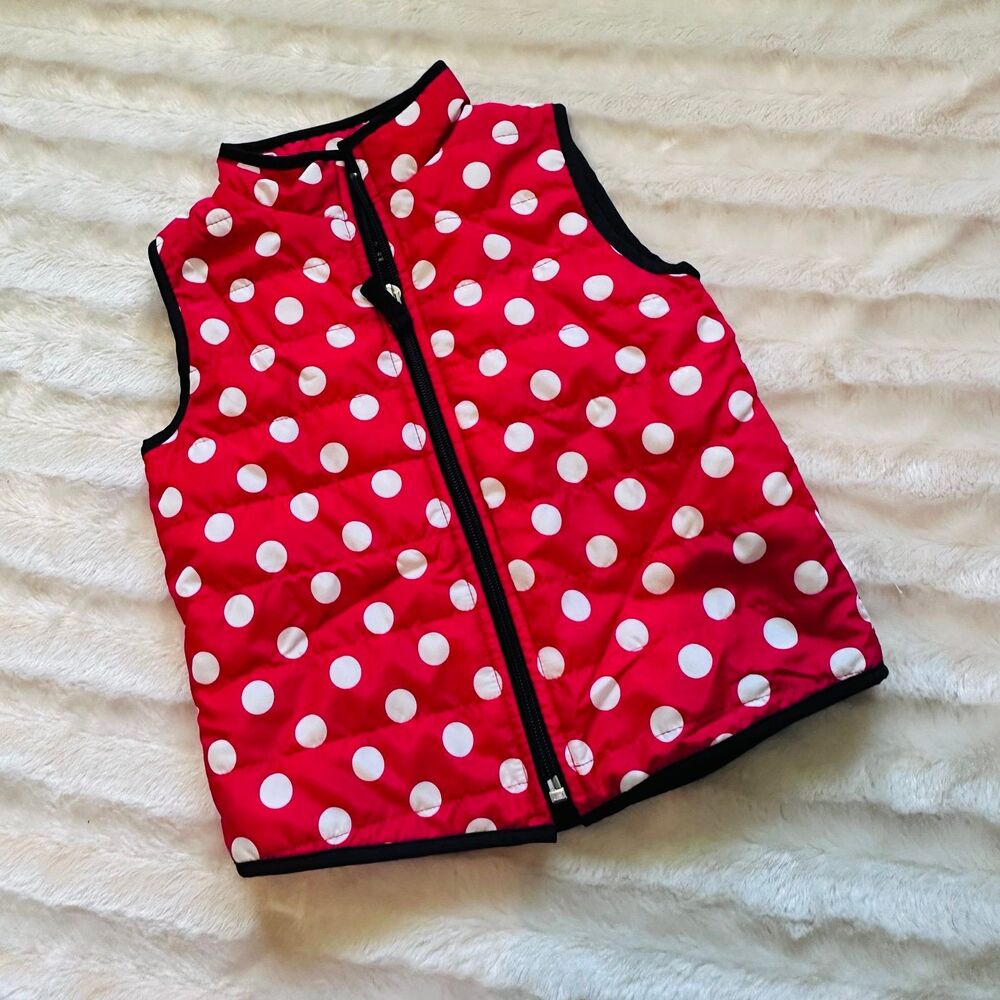 Jk Puffer Vest Red and White Polka Dot Sz 3t